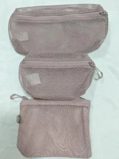 無印良品 立体メッシュケース ピンク　3点セットのサムネイル