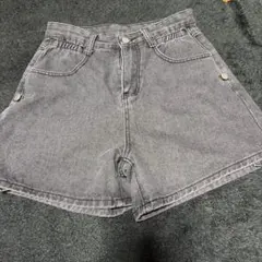デニムショートパンツ ブラック ウォッシュ加工