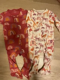 next baby レインボー・動物柄ロンパース2点セット