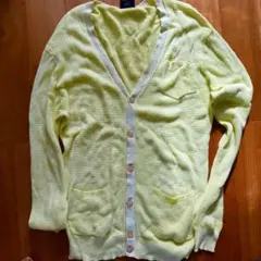 イエロー コットン カーディガン Sサイズ