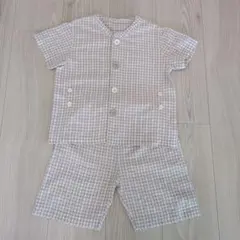 【90-100】無印良品　ベビーパジャマ　チェック柄　半袖