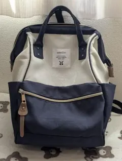 最終お値下日曜日まで削除しますanello リュックネイビー×ホワイトのサムネイル