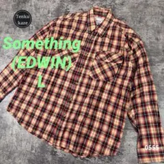 Something(EDWIN) ライトコットン メンズチェックシャツ L相当