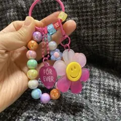 じゃらじゃらキーホルダー　ストラップ　フラワー　お花　カラフル　可愛い