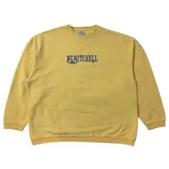 アメリカ古着 スウェット クルーネック トレーナー L イエロー 長袖 刺繡ロゴ