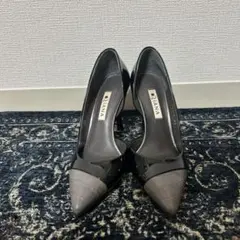 【新品未使用】DIANA ダイアナ パンプス ポインテッドトゥ 黒×グレー