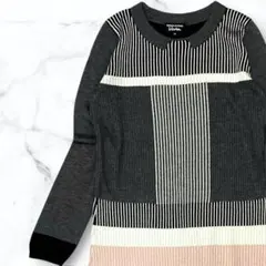 ニットワンピース薄手 M 細見え 配色ボーダー 上品 ソニアリキエル春秋のサムネイル