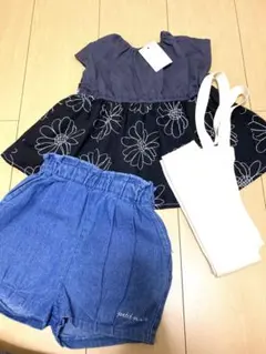 新品未使用⭐︎タグ付き⭐︎花柄トップスとデニムショートパンツ　パンツ3点セット