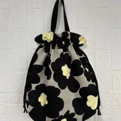 ハンドメイド　トートバッグ　カバン 　巾着トートバッグ　巾着袋　北欧花柄