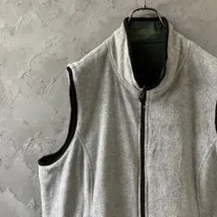 ヴィンテージ　ベスト　リバーシブル　フルジップ　フリース　カーキ　グレー　VT3