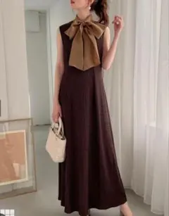 GRL グレイル ボウタイノースリーブワンピース