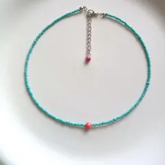 №772　染めサンゴ×MIYUKI＆TOHOシードビーズチョーカー・ネックレス