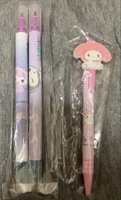 SALE サンリオ　マイメロマスコット付ボールペン１本とクロミ両端マーカー2本