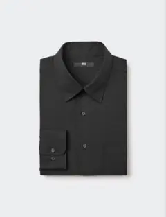 ユニクロ　黒シャツ　ワイシャツ　ファインクロスシャツ　レギュラー襟　UNIQLOのサムネイル