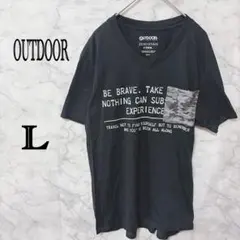 OUTDOOR PRODUCTS Vネック Tシャツ L 黒 ロゴプリント Mのサムネイル