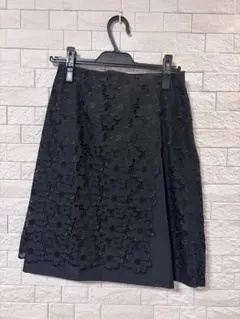 【新品】ARTISANフラワーレース タイトスカート ブラックのサムネイル