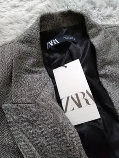 新品 ZARA ジャケット L ヘリンボーン グレー ザラ