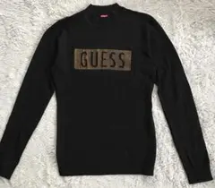 GUESS 黒 ラインストーンロゴ ニットセーター 長袖 M
