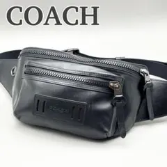 COACH コーチ メンズ クロスボディバッグ レザー ブラック ウエストポーチ
