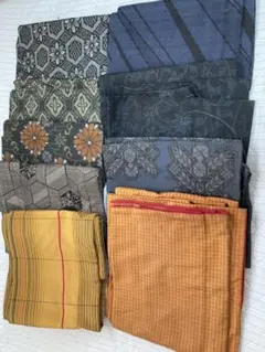 (3)大島紬羽織り6枚、大島紬着物2枚(8枚セット)