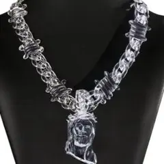 00s クリアネックレス　アーカイブ　y2k &silver アンドシルバー