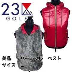 【美品】23区GOLF リバーシブルベスト レッドリアルファーサイズL