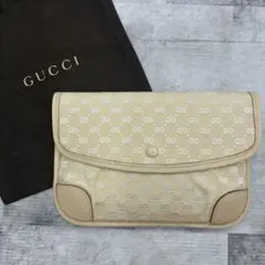GUCCI オールドグッチ　ポーチ　ミニクラッチバッグ　マイクロGG ベージュ