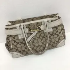 COACH シグネチャー ハンドバッグ ブラウン ホワイト☆