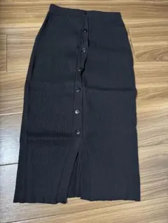 AZUL ブラックリブタイトスカート S ニットスカート