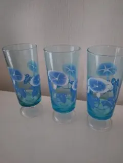 アデリア昭和レトロ脚付きグラス「昼顔」3個セット