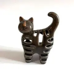 猫　ヴィンテージ　キャンドルホルダー　陶器製　CAT　レトロ　シャビー　古道具