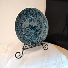 トールペイント小物　陶器の飾りプレート　大人シック c114のサムネイル