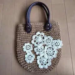 【未使用】花モチーフ かごバッグ