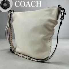 美品✨ COACH コーチ ショルダーバッグ 斜めがけ ぺプルレザー 本革 白