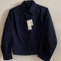【お値下げ】UNIQLO:C コットンコクーンシャツ　Ｓサイズ ネイビー