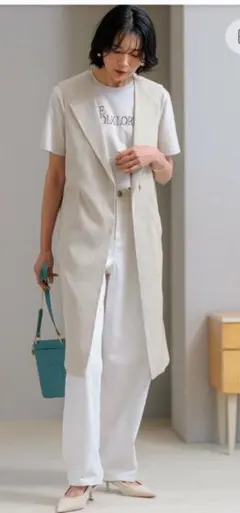 23区【洗える】リネンレーヨンストレッチ ジレ　ロングのサムネイル