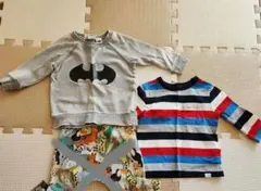 バットマンロゴ スウェット、動物柄レギンス、ボーダーTシャツ　セット