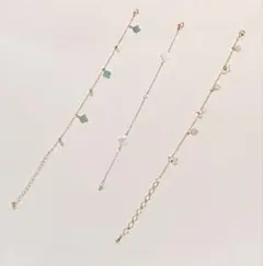 天然石　ブレスレット3本セット　ステンレス・真鍮ゴールド　パール　ローズクォーツ