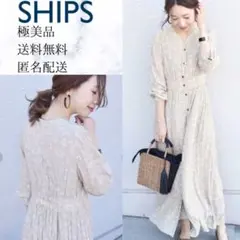 極美品✨手洗い可 SHIPS シップス 花柄 フラワー Vネックロングワンピース