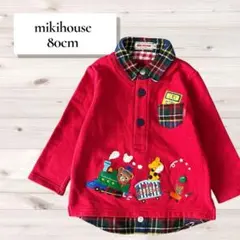 【美品】ミキハウス／重ね着風 襟付き トレーナー 薄手 80cm