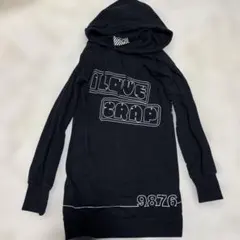 SLY スライ ロゴ ロングパーカー フーディーワンピ ブラック サイズ1