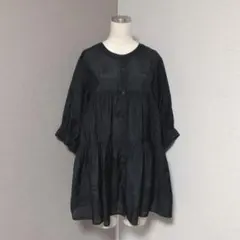 ミスティウーマン ティアード フレア ブラウス チュニックワンピース ブラック