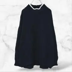 【グローバルワーク】長袖ニットセーター モックネック(M)ゆったり 秋冬