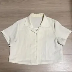 ジーユー　GU テクスチャーオープンカラーシャツ(半袖) ホワイト　Mサイズ