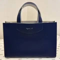 agnis b. ネイビー ハンドバッグ 中型