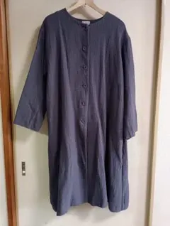 サマンサモスモス　綿麻混コート　ネイビー