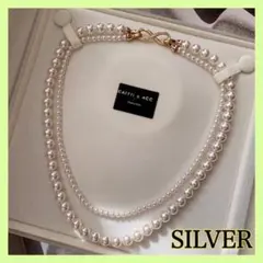 パールネックレス 結婚式 二次会 フォーマル 二連 上品 シルバー 同窓会 9