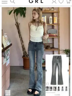 GRL フレアデニムパンツ M グレー