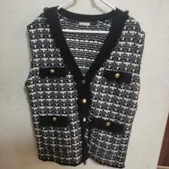 GU ツイード風ニットベスト　L
