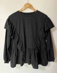 UNIVERSAL SEVEN USAコットンボートネックフリルプルオーバー